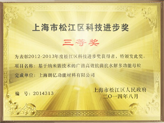 上海市松江區(qū)科技進(jìn)步三等獎(jiǎng)